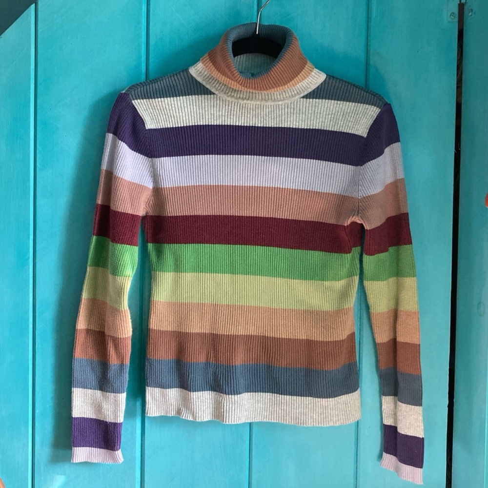 Y2K Old Navy Striped Turtleneck Sweater